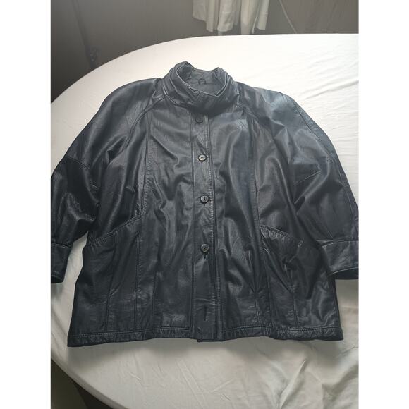 Vintage Pelle Studio Leather Jacket Mens Large Gray Bomber Coat *Missing buttons - Picture 1 of 9